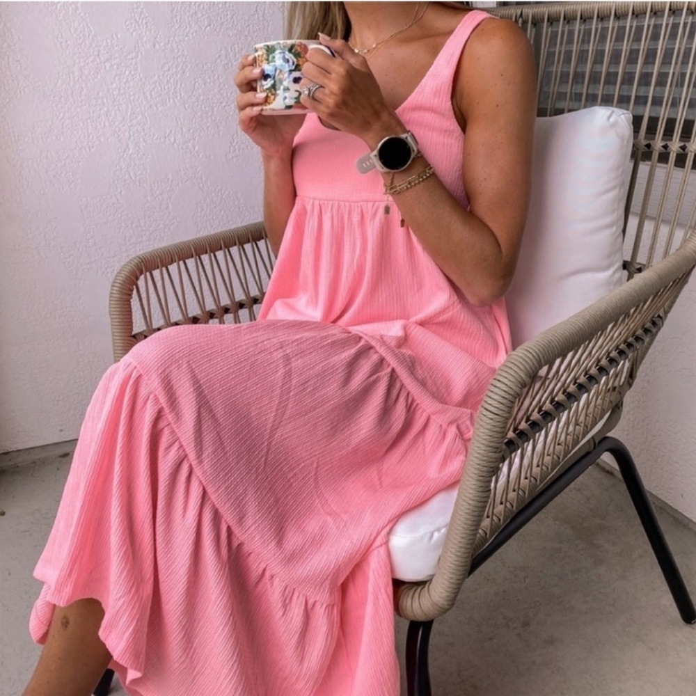 Free People Beach Reel Love Midi Dress in Electric Neon Pink Size Small